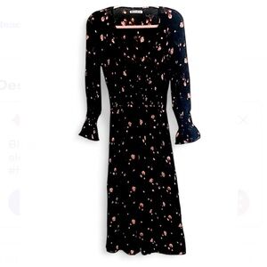 Reformation Fia Floral Black Dress